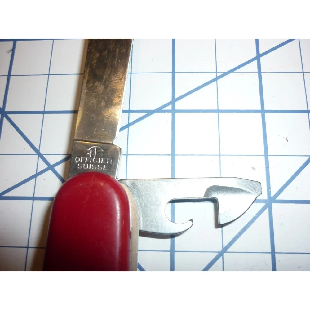 Vintage Victorinox Camping Swiss Army Knife Red Tent Logo Wood Saw Switzerland